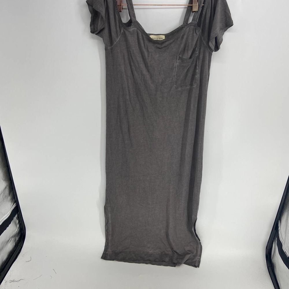 Anthropologie Cloth & Stone gray shoulder cut out midi tshirt dress womens small